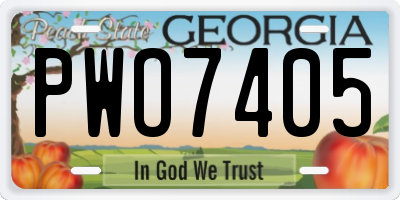GA license plate PWO7405