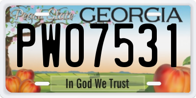 GA license plate PWO7531