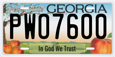 GA license plate PWO7600
