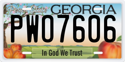GA license plate PWO7606