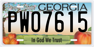 GA license plate PWO7615