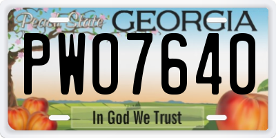 GA license plate PWO7640