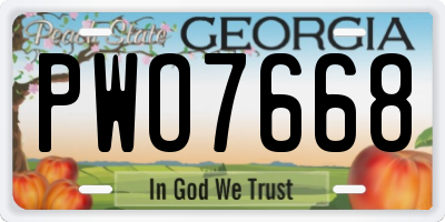 GA license plate PWO7668