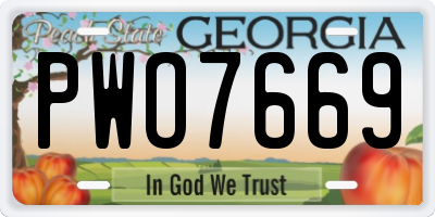 GA license plate PWO7669