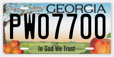 GA license plate PWO7700