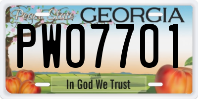 GA license plate PWO7701