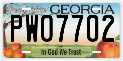 GA license plate PWO7702