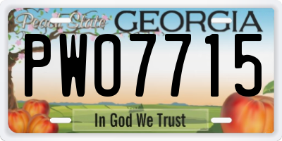 GA license plate PWO7715