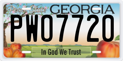 GA license plate PWO7720