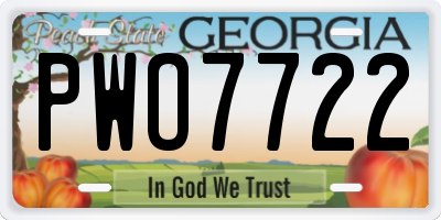 GA license plate PWO7722