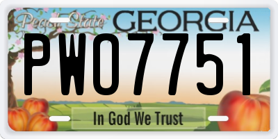 GA license plate PWO7751