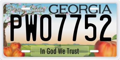GA license plate PWO7752