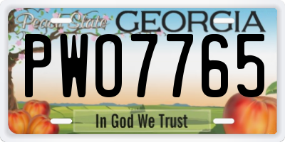 GA license plate PWO7765