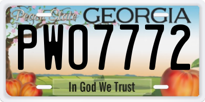 GA license plate PWO7772