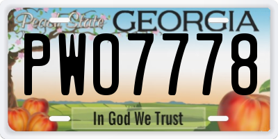 GA license plate PWO7778