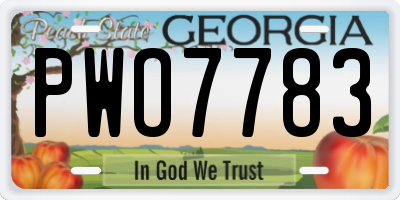 GA license plate PWO7783
