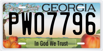 GA license plate PWO7796