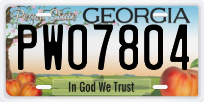 GA license plate PWO7804