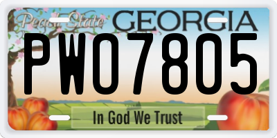GA license plate PWO7805