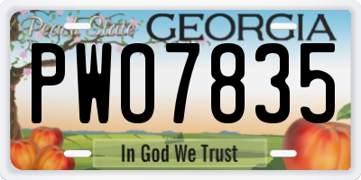 GA license plate PWO7835