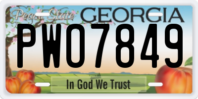 GA license plate PWO7849