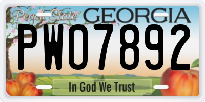 GA license plate PWO7892