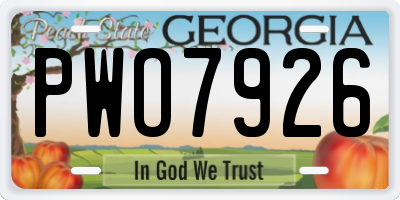 GA license plate PWO7926