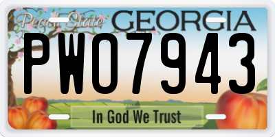 GA license plate PWO7943