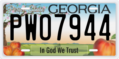 GA license plate PWO7944