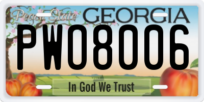 GA license plate PWO8006