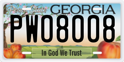 GA license plate PWO8008