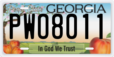 GA license plate PWO8011