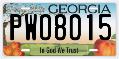 GA license plate PWO8015
