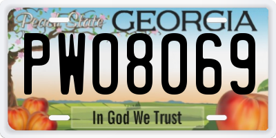 GA license plate PWO8069