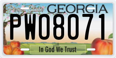 GA license plate PWO8071