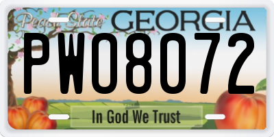 GA license plate PWO8072