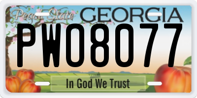 GA license plate PWO8077