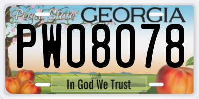 GA license plate PWO8078