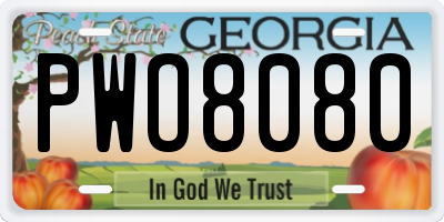 GA license plate PWO8080