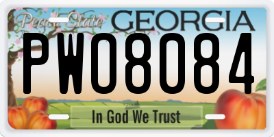GA license plate PWO8084