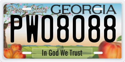 GA license plate PWO8088