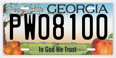 GA license plate PWO8100
