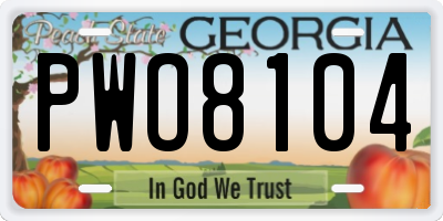 GA license plate PWO8104