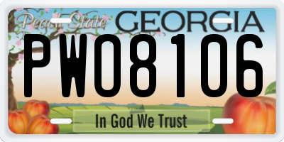 GA license plate PWO8106