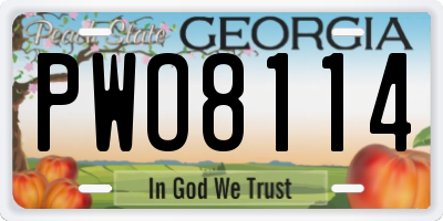 GA license plate PWO8114