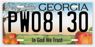 GA license plate PWO8130