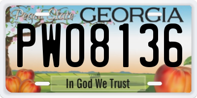 GA license plate PWO8136