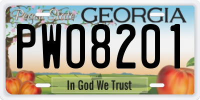 GA license plate PWO8201