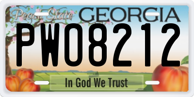 GA license plate PWO8212