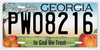 GA license plate PWO8216